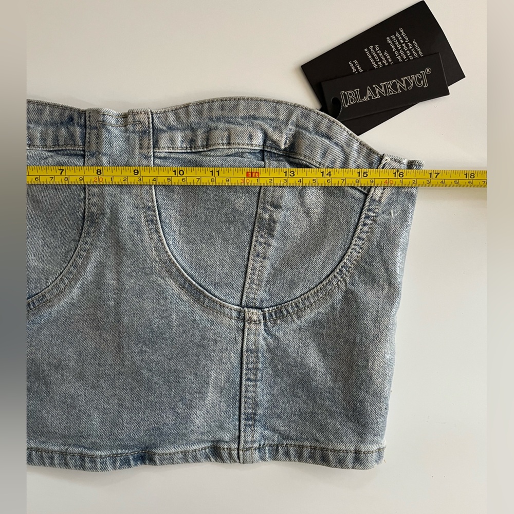 Blank NYC | NWT Strapless Metallic Coated Denim Bustier - Picture 10 of 11